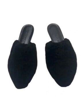 Jenni Kayne Black Shearling Mules Size EU 37